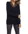J.nna Lace-trimmed Knit Sweater In Black In Black