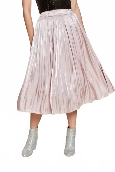 J.nna Metallic Pleated Midi Skirt In Pink