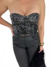 J.nna Ombre Sequin Corset Top In Black In Black
