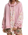 J.nna Patchwork Floral Oversize Pullover In Pink Multi In Pink