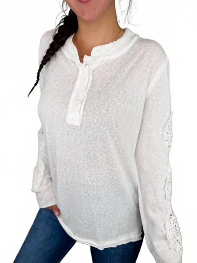 J.nna Pick Me Up Cotton Blend Long Sleeve Top In White