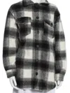 J.nna Plaid Button Front Shacket Shirt In Grey In Grey