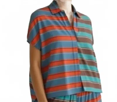 J.nna Plus Color Block Horizon Polo In Mint Green