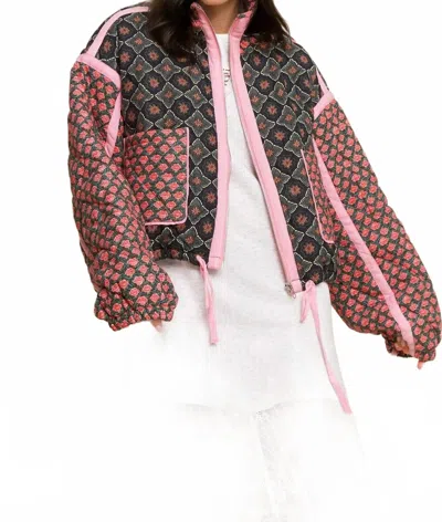 J.nna Quilted Floral Puffer Jacket In Multi