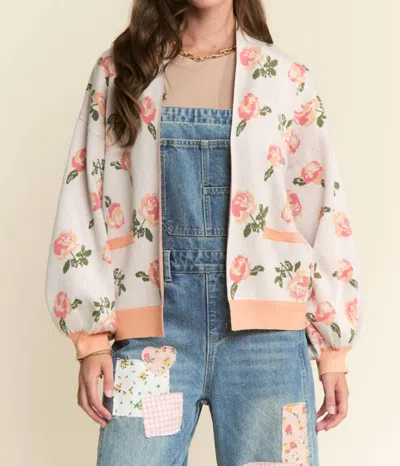 J.nna Rosie Cardigan In Apricot In Pink