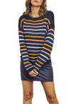 J.nna Round Neck Striped Sweater In Navy Multi In Blue