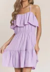 J.nna Ruffle Tiered Halter Neck Line Dress In Lilac In Blue