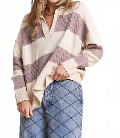 J.nna Snuggled Up Johnny Collar Sweater In Mocha Swirl In Gray