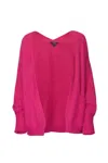 J.nna Solid Long Sleeve Cardigan In Hot Pink In Pink