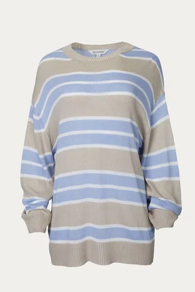 J.nna Striped Oversized Sweater In Taupe In Gray