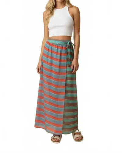 J.nna Sunset Stripe Wrap Skirt In Teal Poppy In Multi