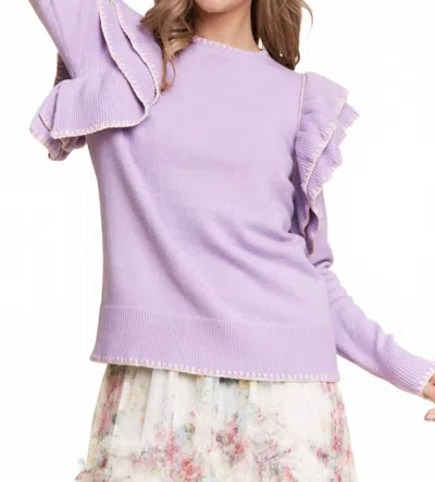 J.nna Women's Amara Ruffle Knit Top In Lavender In Purple
