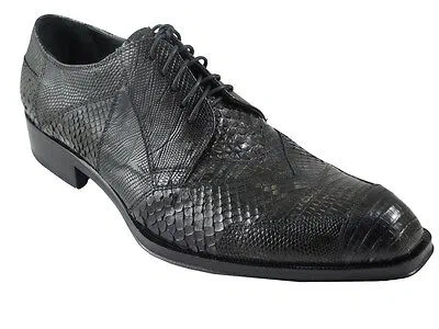 Pre-owned Jo Ghost 1732m Luxurious Men's Shoes Exotic Skin Lace-up Oxfords In Gray