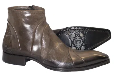Pre-owned Jo Ghost 464m Italian Mens Taupe Ankle Boots W/ Zipper And Design