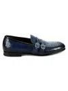 JO GHOST MEN'S CROC EMBOSSED LEATHER BUCKLE LOAFERS