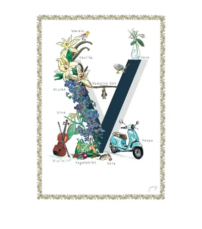 Jo Laing A4 Letter Print In Navy