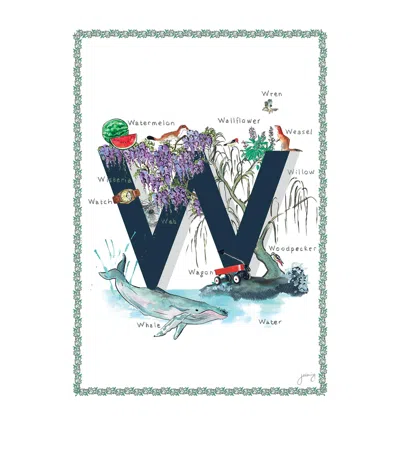 Jo Laing A4 Letter Print In Navy