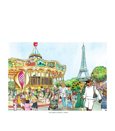 Jo Laing Les Ours D'eiffel Paris A3 Print In Multi