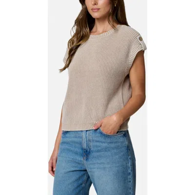 Joa J.o.a. Acid Wash Button Embellished Rib Sweater In Gray