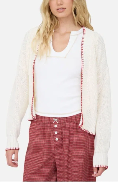 Joa J.o.a. American Flag Cardigan In Neutral