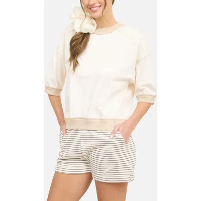 Joa J.o.a. Cotton Blend Knit Top In Cream