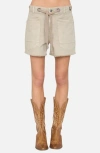 Joa J.o.a. Drawstring Denim Shorts In Neutral