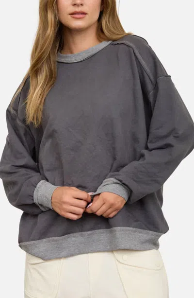 Joa J.o.a. Exposed Seam Sweatshirt In Charcoal