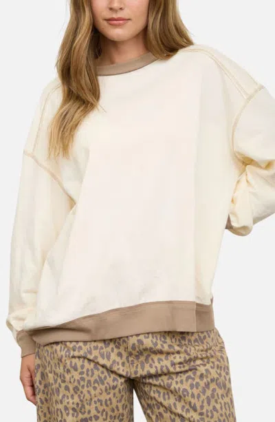 Joa J.o.a. Exposed Seam Sweatshirt In Oatmeal