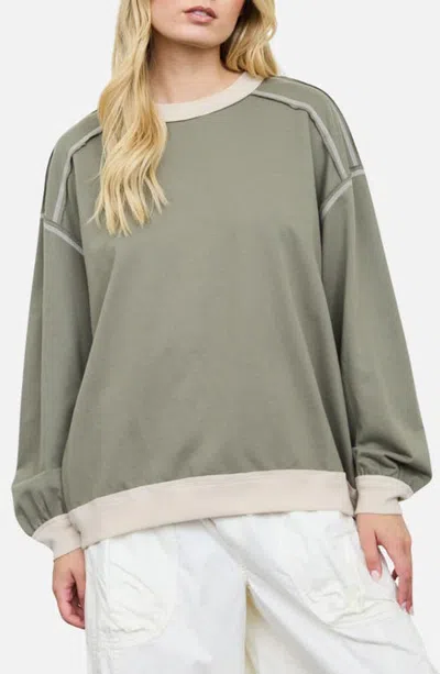 Joa J.o.a. Exposed Seam Sweatshirt In Olive