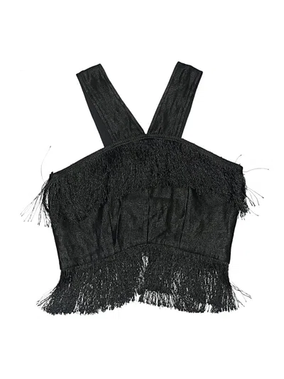 Pre-owned Joa Halter Top Black Solid Pattern Halter Neckline Tops