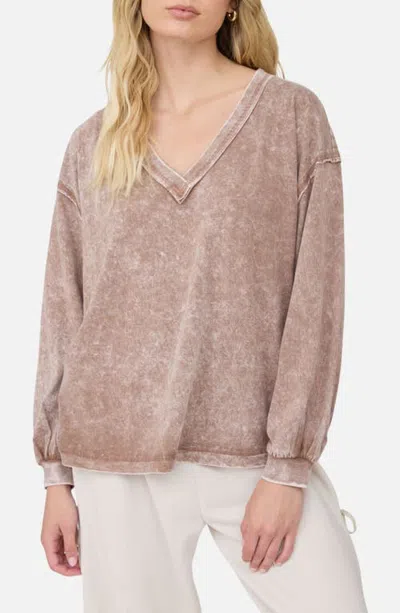 Joa J.o.a. Inverted Seam V-neck Top In Pink