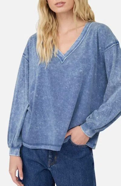 Joa J.o.a. Inverted Seam V-neck Top In Vintage Blue