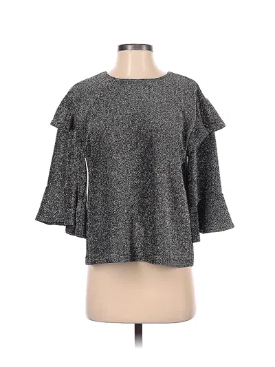 Pre-owned J.o.a. Just One Answer 3/4 Sleeve Top Silver Cold Shoulder Neckline Tops