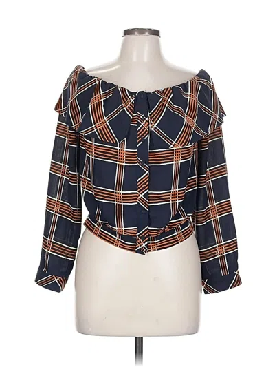 Pre-owned Joa Long Sleeve Blouse In Blue