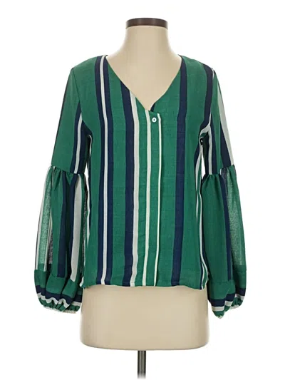 Pre-owned Joa Long Sleeve Blouse In Green