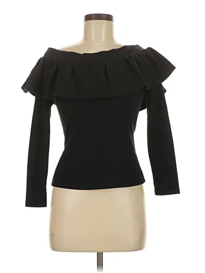 Pre-owned Joa Long Sleeve Top Black Off The Shoulder Neckline Tops