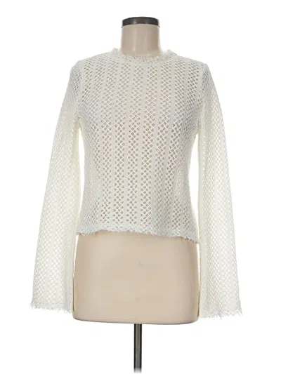 Pre-owned Joa Long Sleeve Top Ivory Mock Neckline Tops
