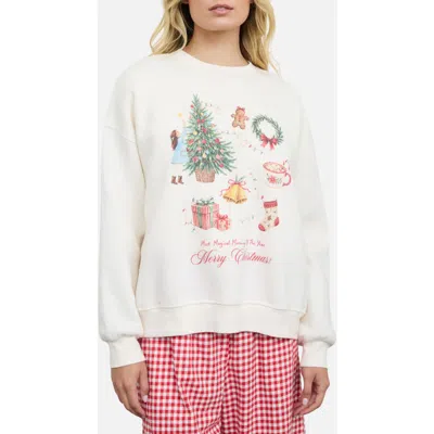 Joa J.o.a. Merry Christmas Graphic Sweatshirt In Ivory