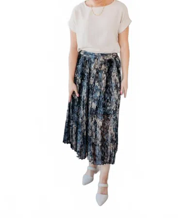Joa Moonlight River Pleated Skirt In Blue In Multi