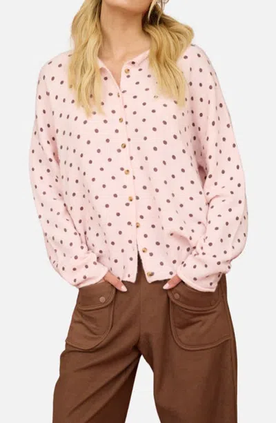 Joa J.o.a. Polka Dot Cardigan In Light Pink