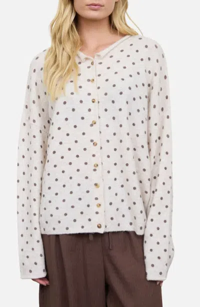 Joa J.o.a. Polka Dot Cardigan In Oatmeal