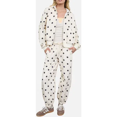 Joa J.o.a. Polka Dot Hoodie & Pants Set In Ecru