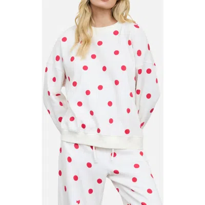 Joa J.o.a. Polka Dot Sweatshirt & Joggers Lounge Set In Red