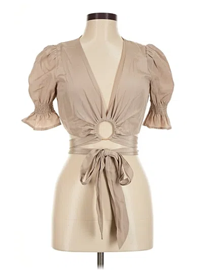 Pre-owned Joa Short Sleeve Blouse In Tan