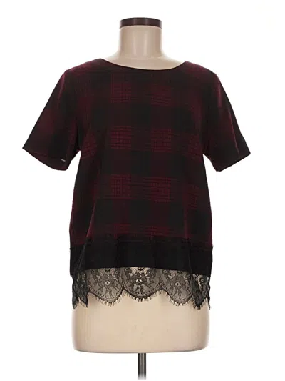 Pre-owned Joa Short Sleeve Top Burgundy Square Neckline Tops