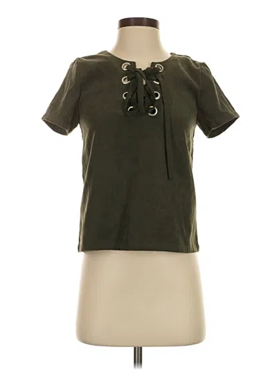 Pre-owned Joa Short Sleeve Top Green Keyhole Neckline Tops