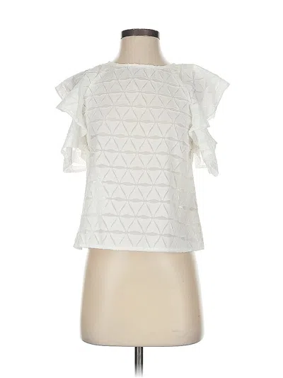 Pre-owned Joa Short Sleeve Top White Square Neckline Tops