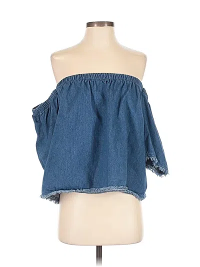 Pre-owned Joa Sleeveless Top Blue Strapless Neckline Tops