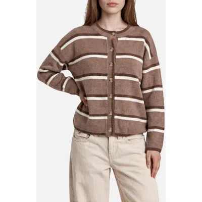 Joa J.o.a. Stripe Cardigan In Light Mocha Multi
