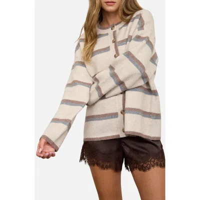 Joa J.o.a. Stripe Cardigan In Oatmeal Multi